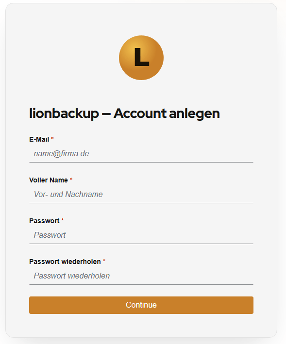 Registrierungsformular im Portal