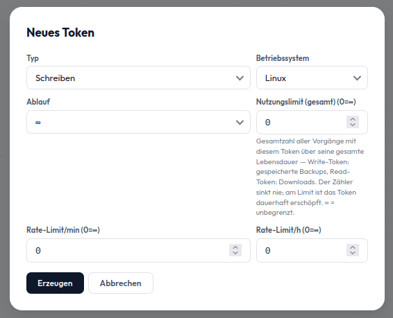 Write-Token im Portal erzeugen