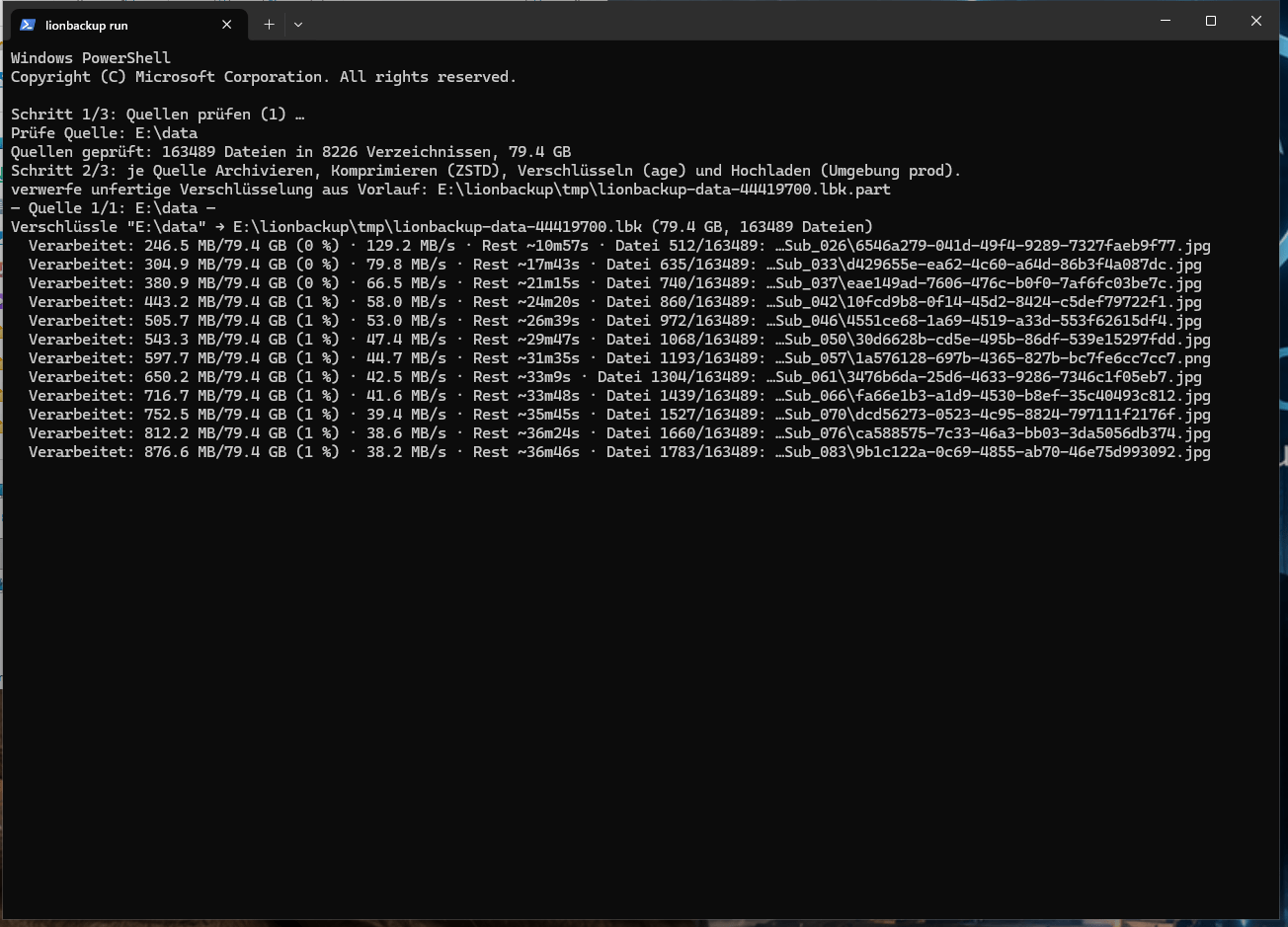 PowerShell: laufendes Backup mit Fortschritt