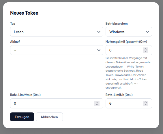Read-Token im Portal erzeugen